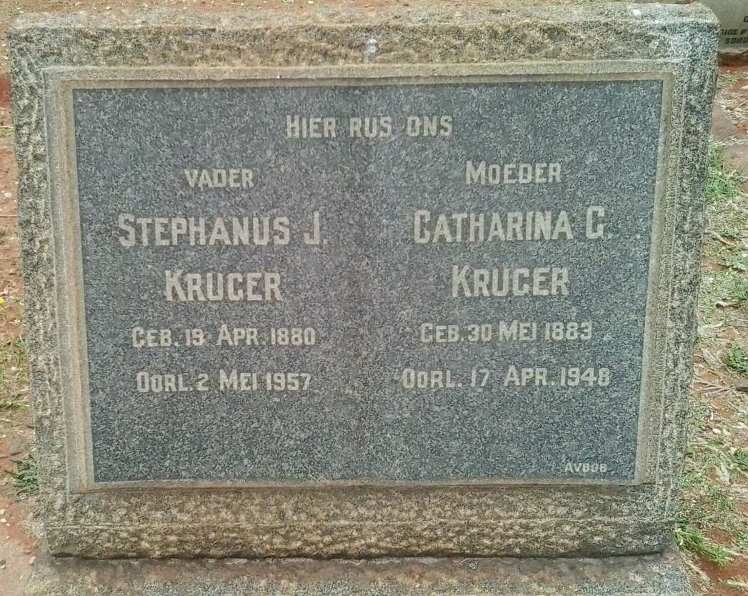 KRUGER Stephanus J. 1880-1957 &amp; Catharina G. 1883-1948