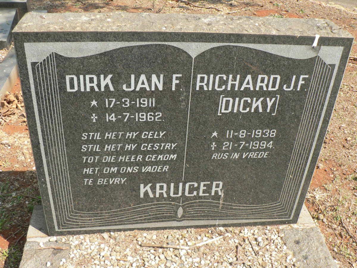 KRUGER Dirk Jan F. 1911-1962 :: KRUGER Richard J.F. 1938-1994