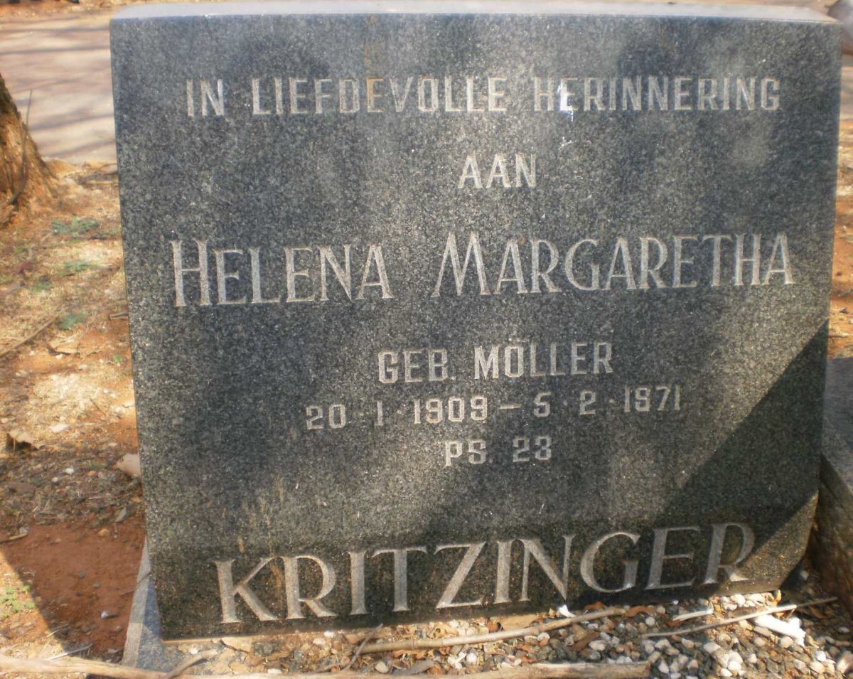 KRITZINGER Helena Margaretha nee MOLLER 1909-1971