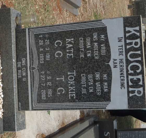 KRUGER T.G. 1915-2002 &amp; C.G. 1911-1999