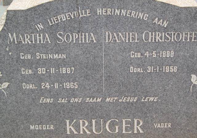 KRUGER Daniel Christoffel 1888-1956 &amp; Martha Sophia STEINMAN 1887-1965