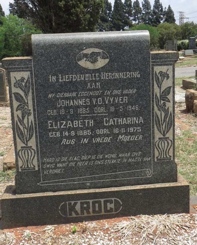 KROG Johannes v.d.Vyver 1885-1946 & Elizabeth Catharina 1885-1975