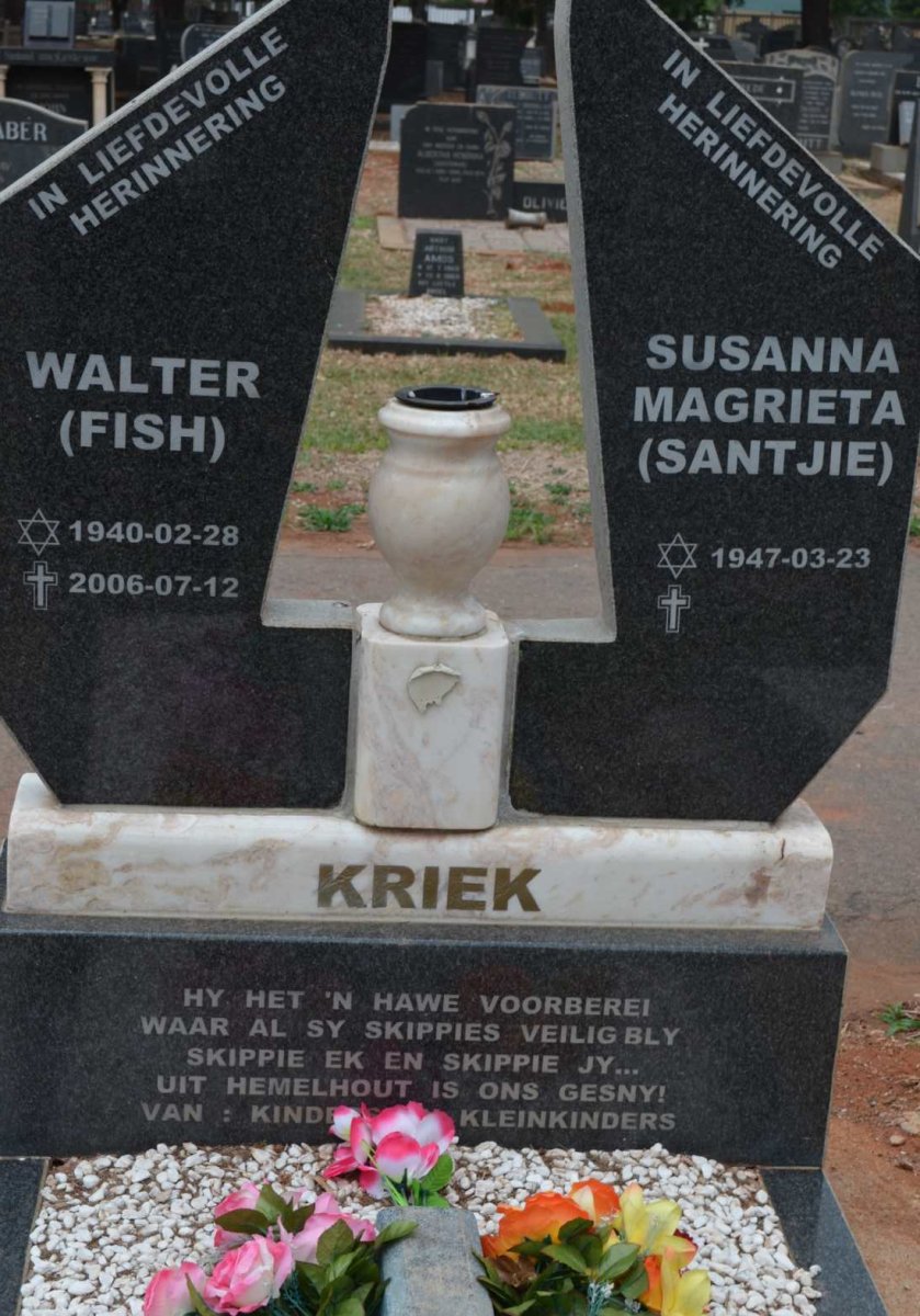 KRIEK Walter 1940-2006 &amp; Susanna Magrieta 1947-