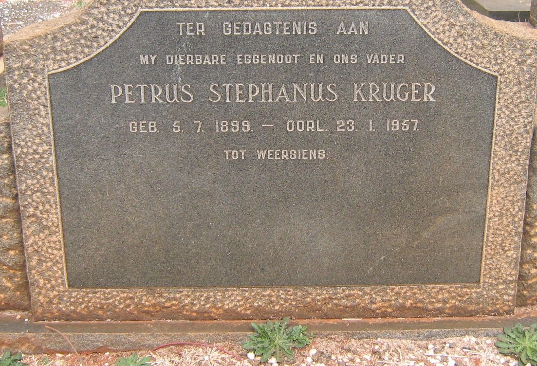KRUGER Petrus Stephanus 1899-1957