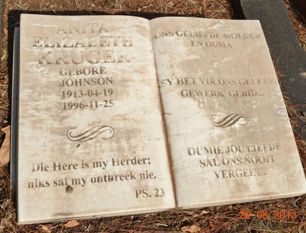 KRUGER Anita Elizabeth nee JOHNSON 1913-1996
