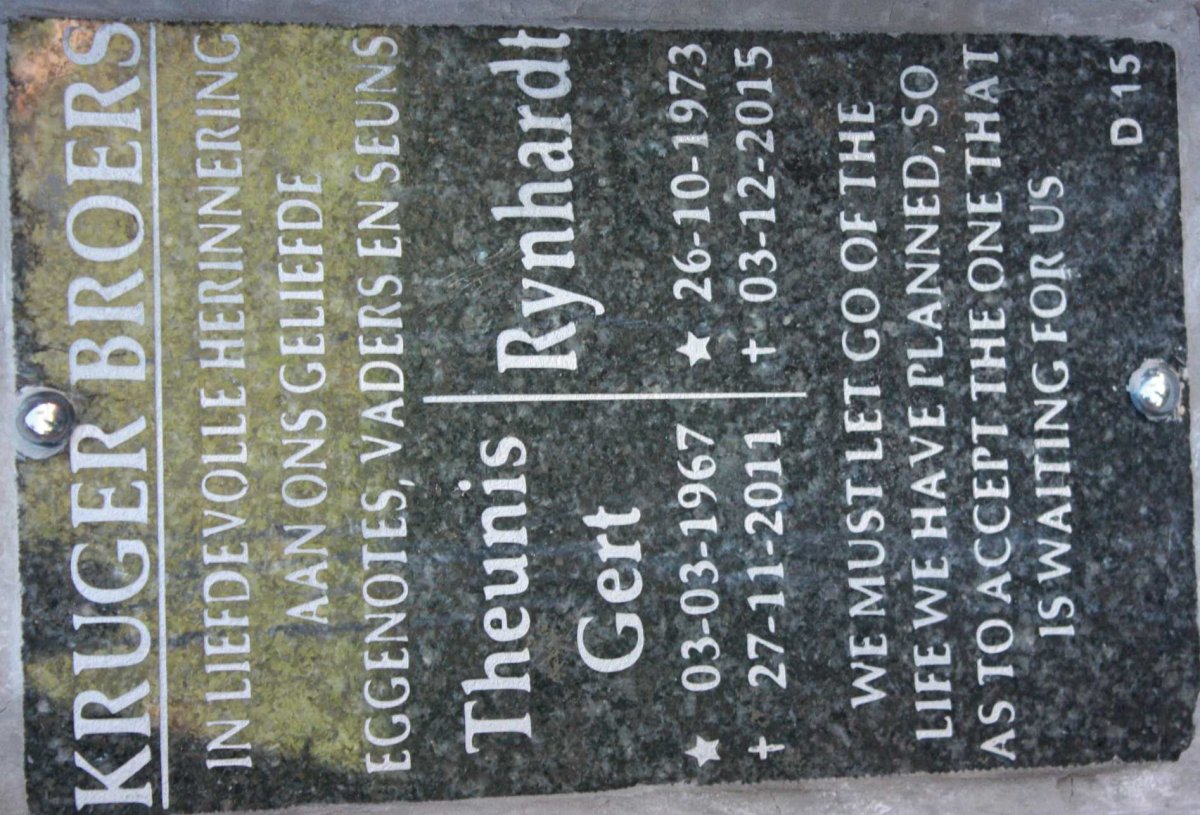 KRUGER Theunis Gert 1967-2011 :: KRUGER Rynhardt 1973-2015