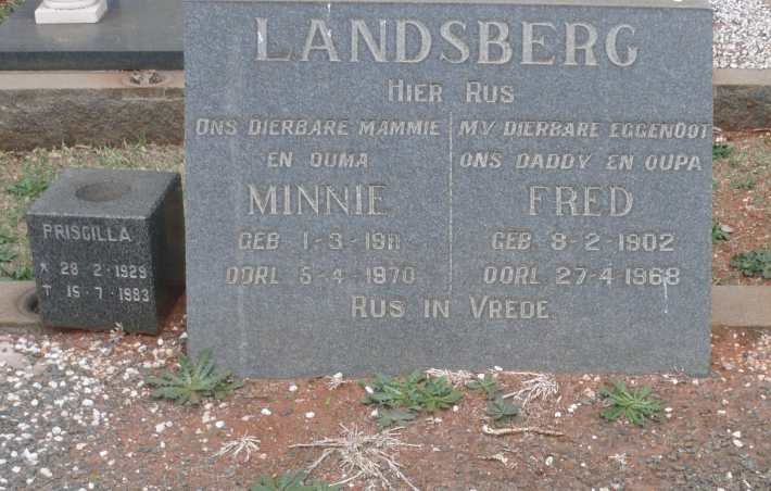 LANDSBERG Fred 1902-1968 &amp; Minnie 1911-1970 :: LANDSBERG Priscilla 1929-1983