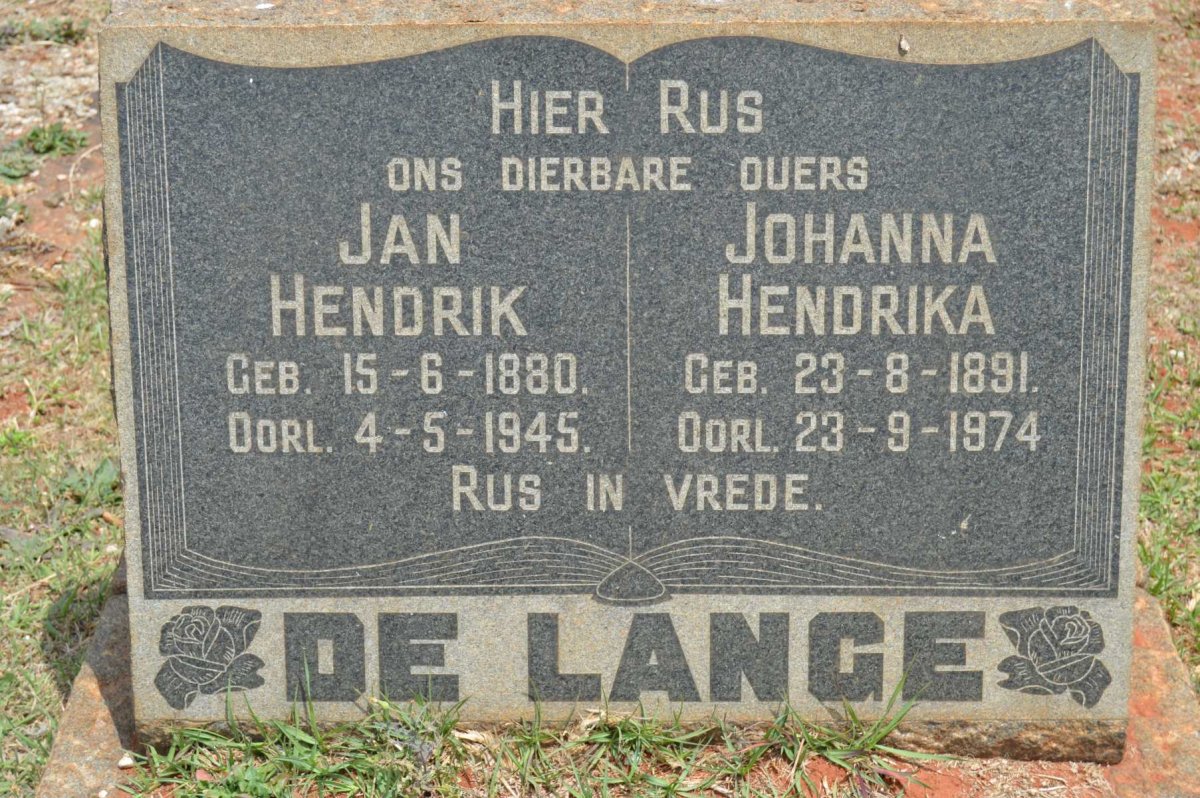 LANGE Jan Hendrik, de 1880-1945 &amp; Johanna Hendrika 1891-1974