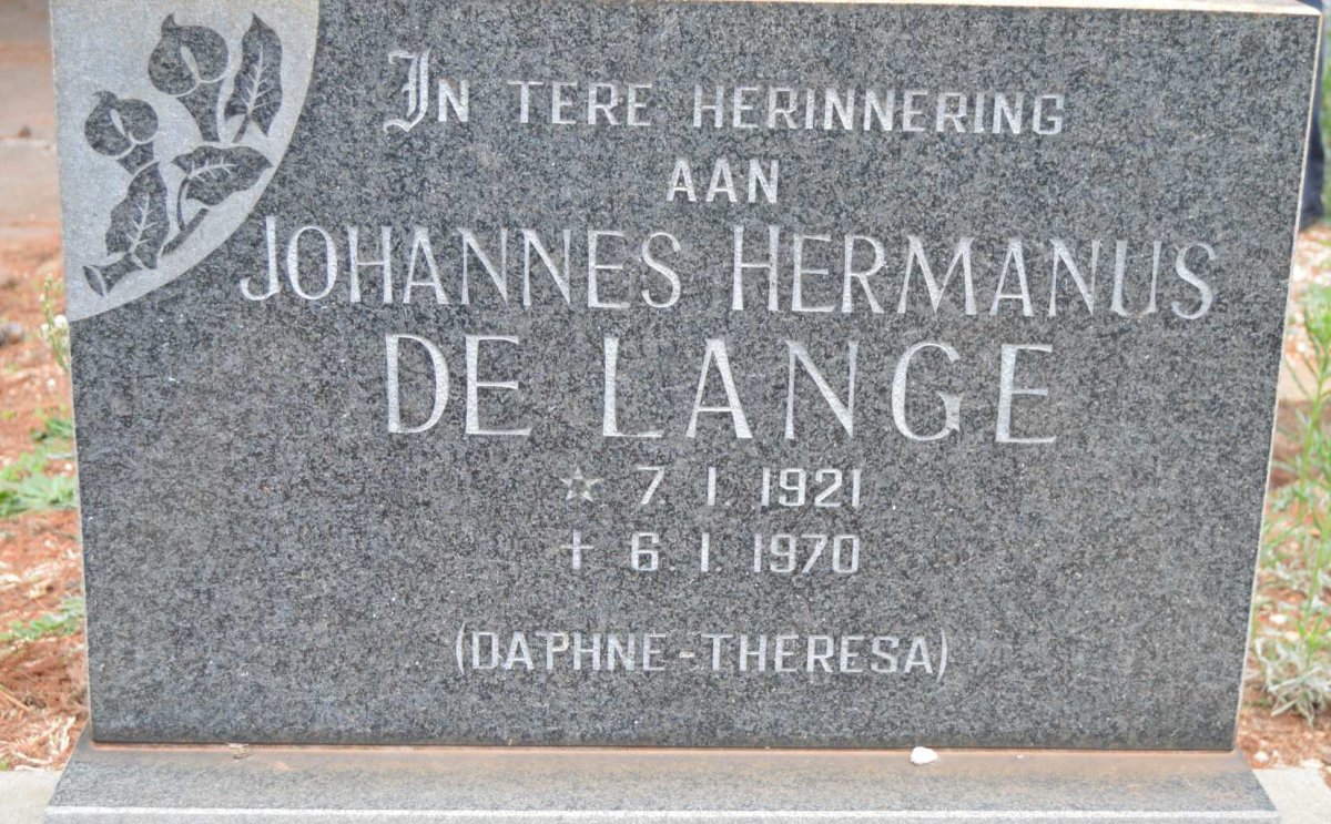 LANGE Johannes Hermanus, de 1921-1970