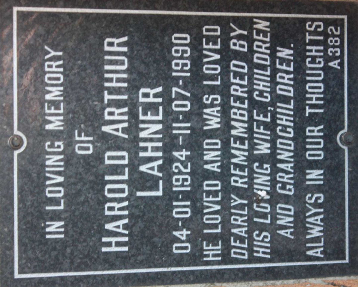 LAHNER Harold Arthur 1924-1990