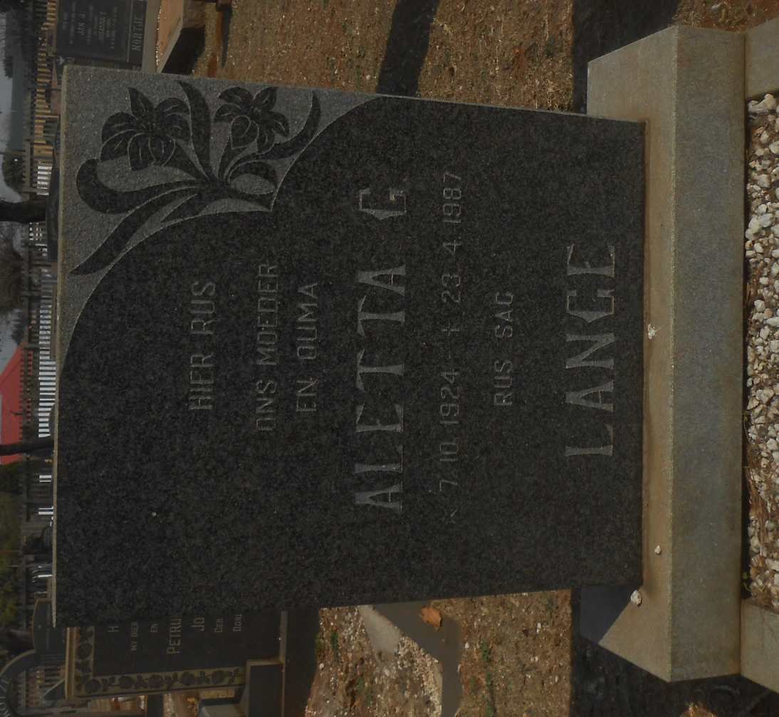 LANGE Aletta G. 1924-1987