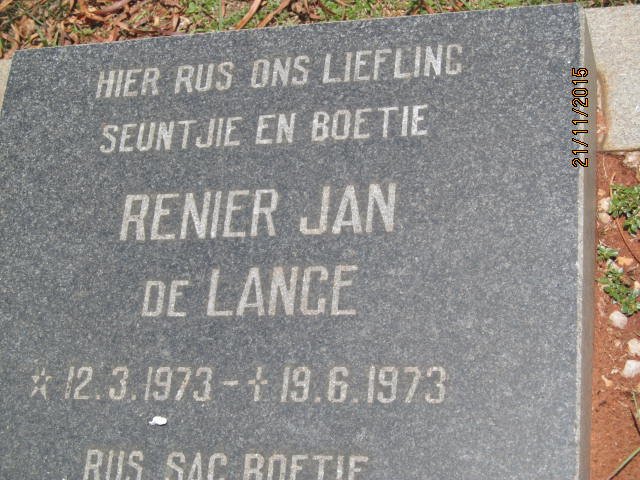 LANGE Renier Jan, de 1973-1973