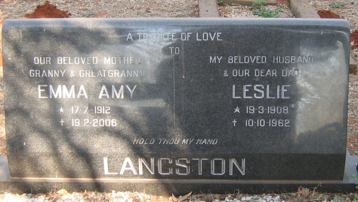 LANGSTON Leslie 1908-1962 &amp; Emma Amy 1912-2006