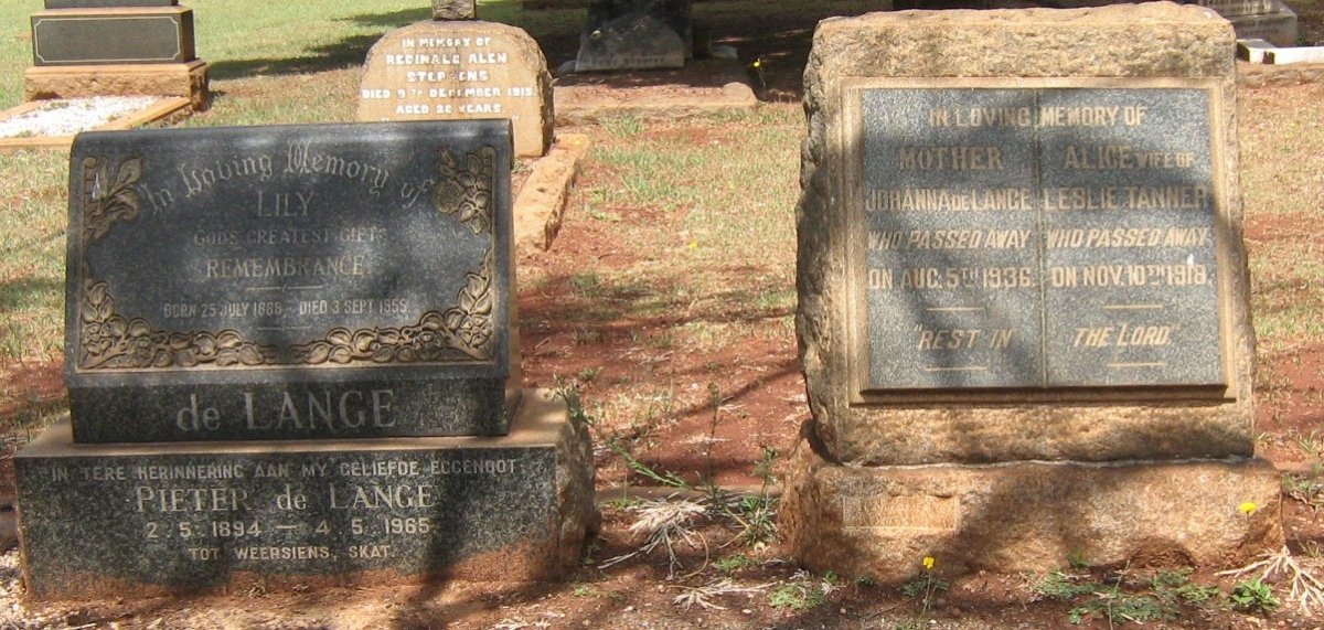 LANGE Lily, de 1888-1955 :: LANGE Pieter, de 1894-1965 :: LANGE Johanna, de -1936 :: TANNER Alice -1918
