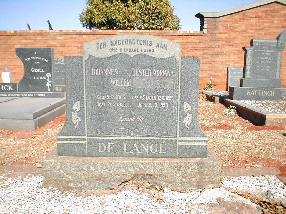 LANGE Johannes Willem, de 1885-1955 &amp; Hester Adriana VAN STADEN 1894-1959