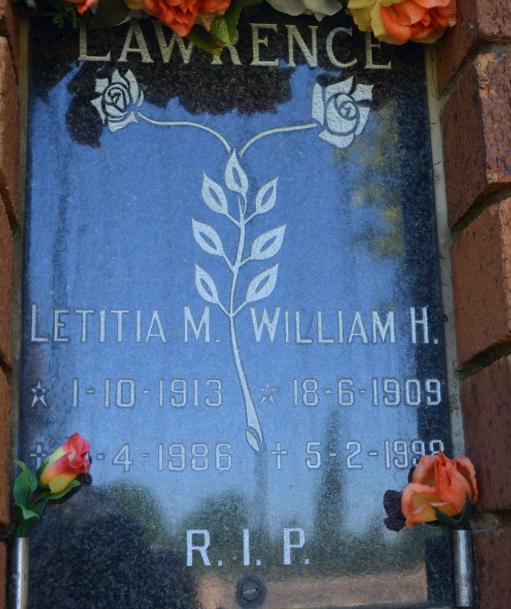LAWRENCE William H. 1909-1998 &amp; Letitia M. 1913-1986