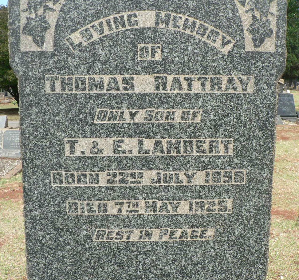LAMBERT Thomas Rattray 1898-1925