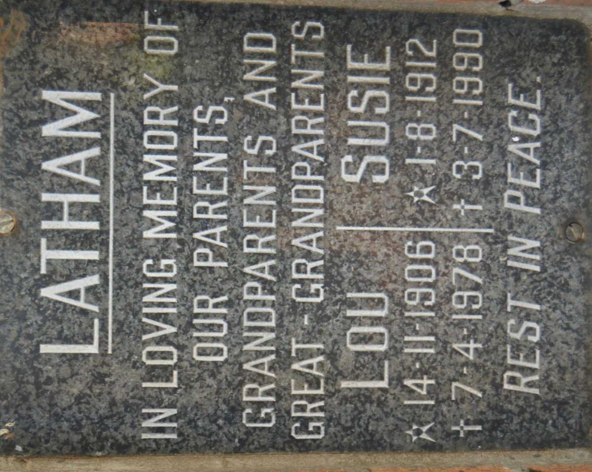 LATHAM Lou 1906-1978 &amp; Susie 1912-1990
