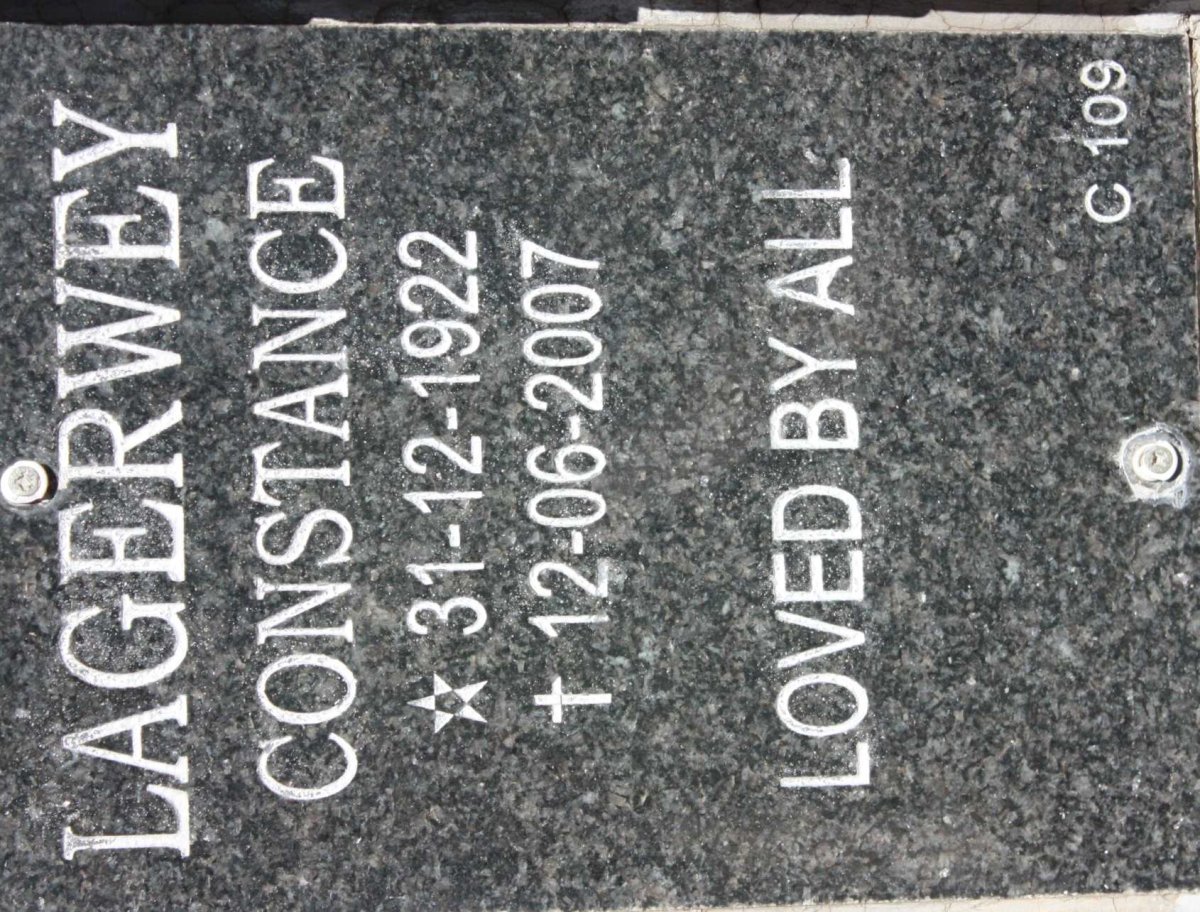 LAGERWEY Constance 1922-2007