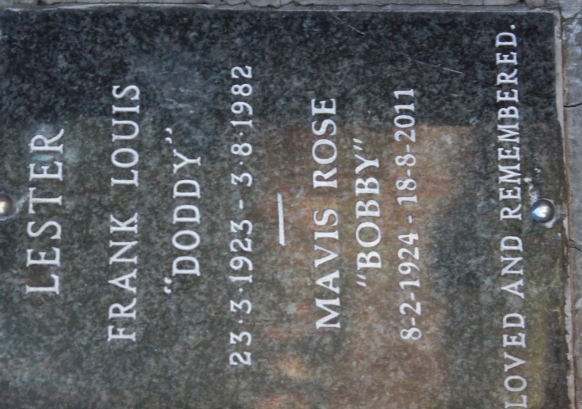 LESTER Frank Louis 1923-1982 &amp; Mavis Rose 1924-2011