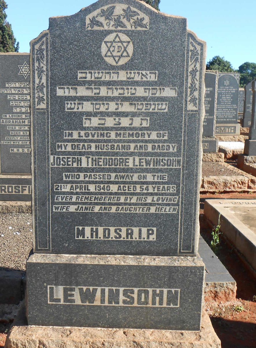 LEWINSOHN Joseph Theodore -1940