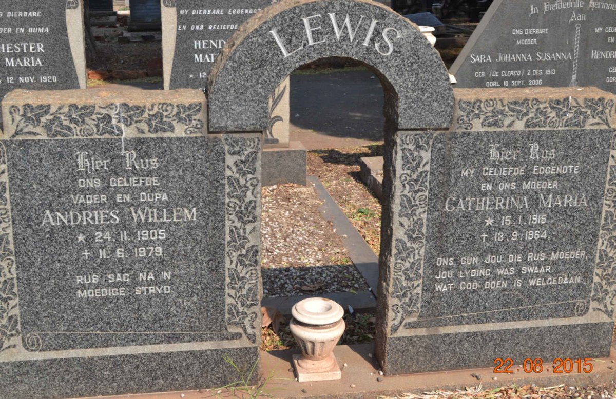 LEWIS Andries Willem 1905-1979 &amp; Catherina Maria 1915-1964