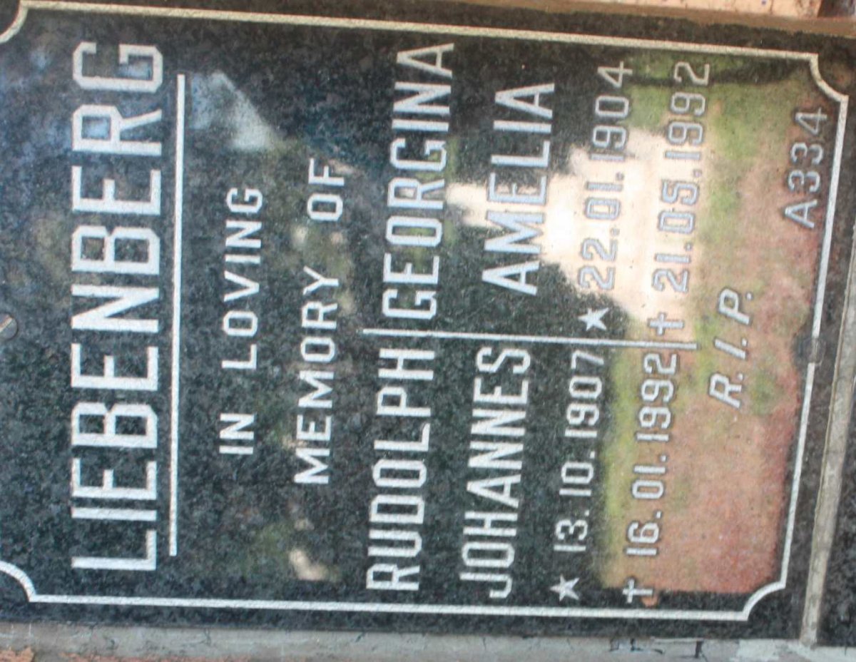 LIEBENBERG Rudolph Johannes 1907-1992 &amp; Georgina Amelia 1904-1992