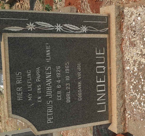 LINDEQUE Petrus Johannes 1926-1965
