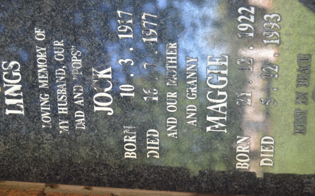 LINGS Jock 1917-1977 &amp; Maggie 1922-1993