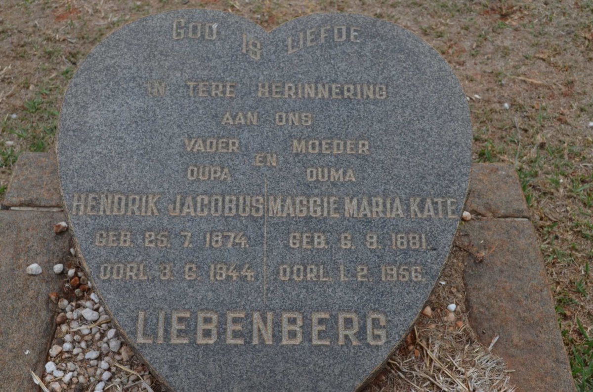 LIEBENBERG Hendrik Jacobus 1874-1944 &amp; Maggie Maria Kate 1881-1956