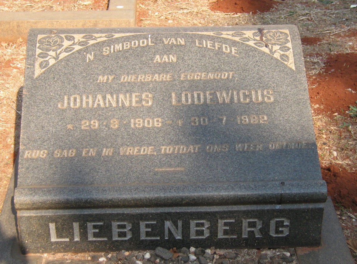 LIEBENBERG Johannes Lodewicus 1906-1962