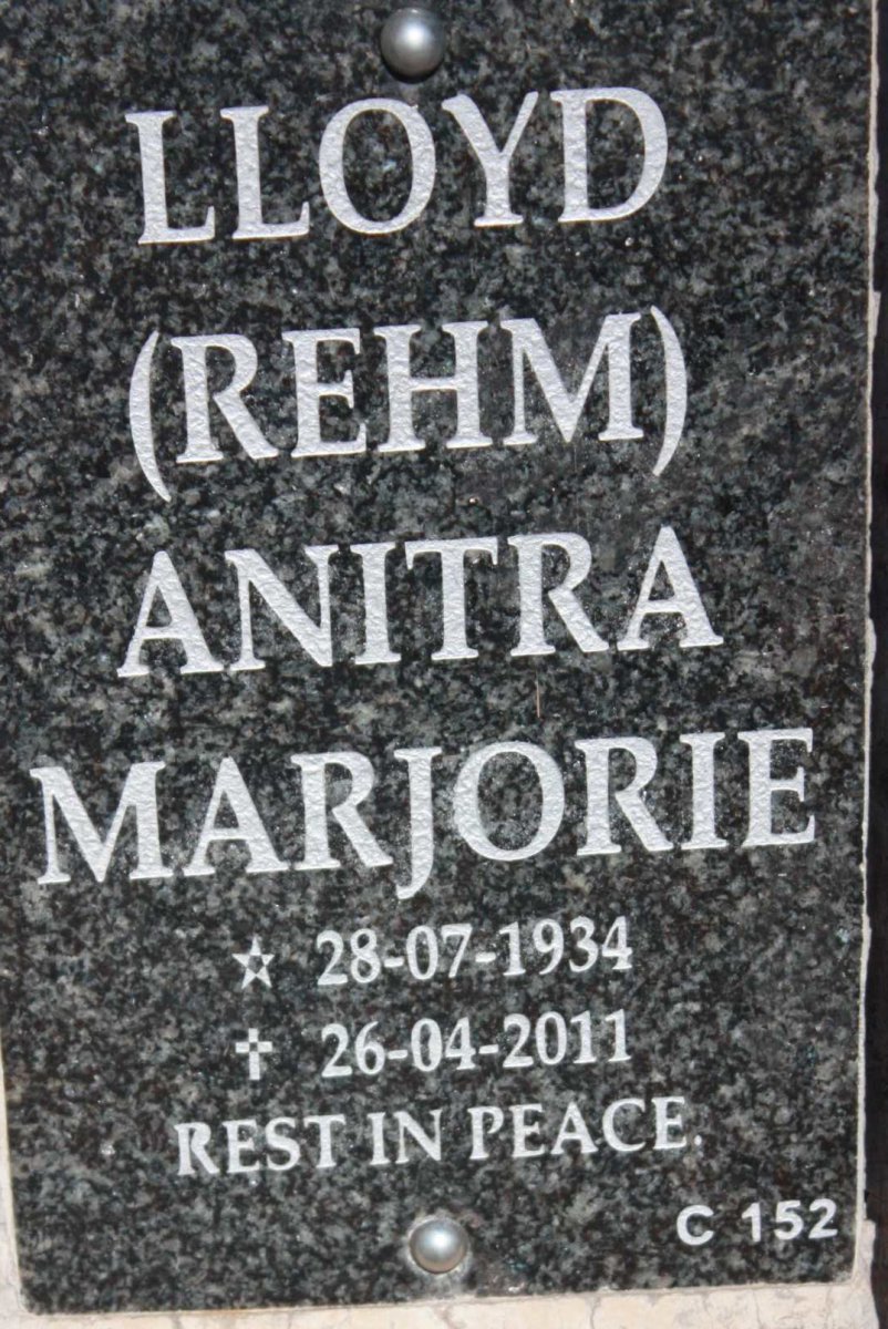 LLOYD Anitra Marjorie nee REHM 1934-2011