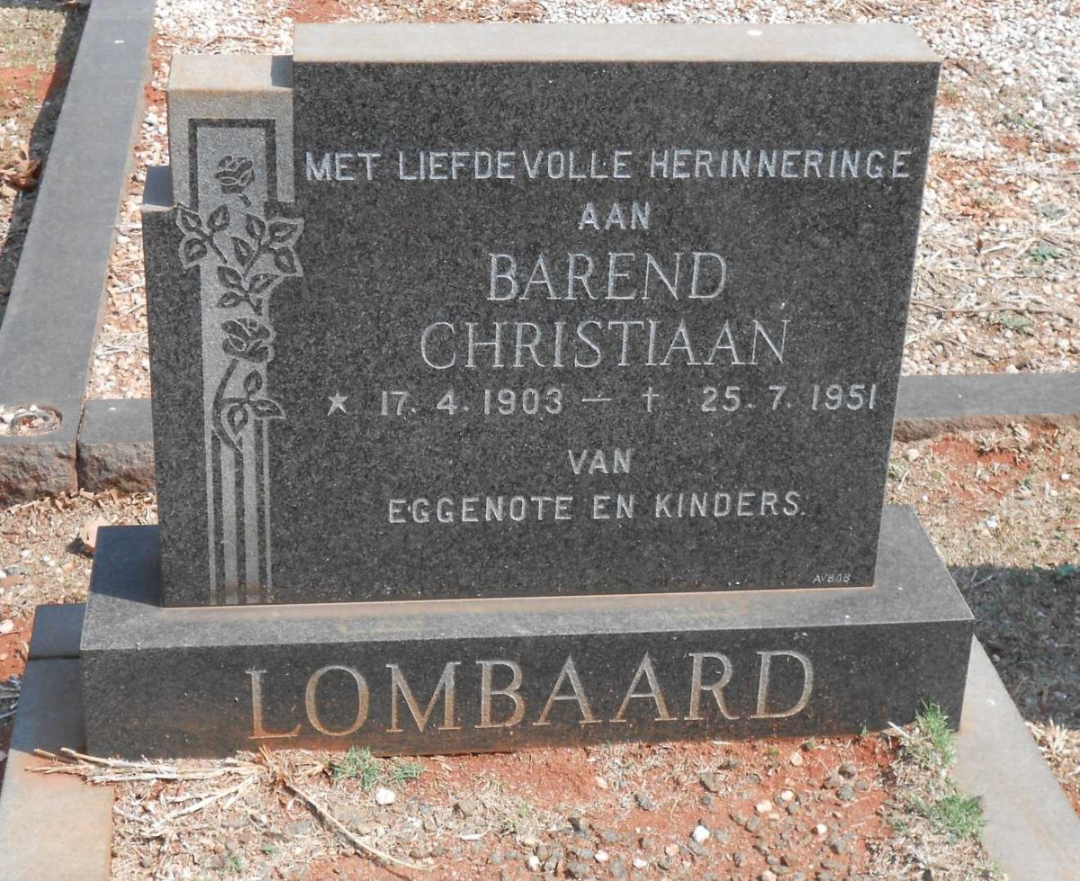 LOMBAARD Barend Christiaan 1903-1951