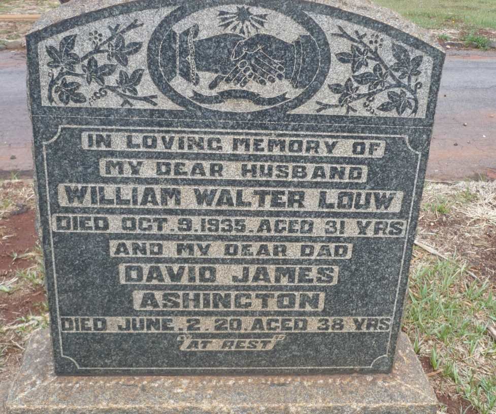 LOUW William Walter -1935 :: ASHINGTON David James -1920