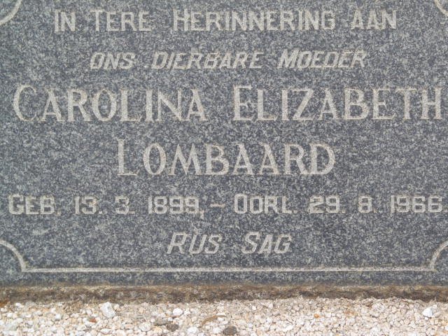 LOMBAARD Carolina Elizabeth 1899-1966
