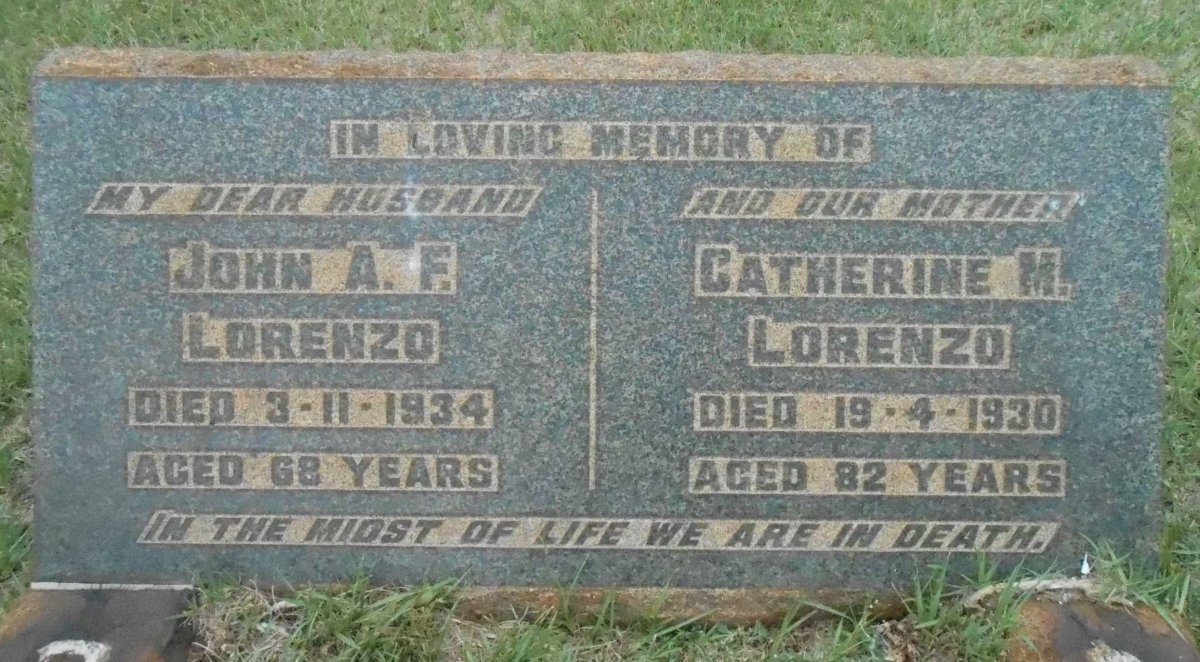 LORENZO John A.F. -1934 &amp; Catherine M. -1930