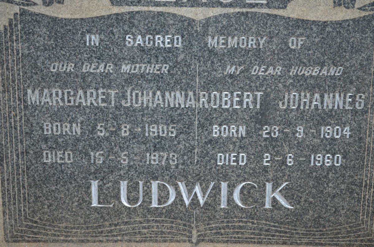 LUDWICK Robert Johannes 1904-1960 &amp; Margaret Johanna 1905-1973