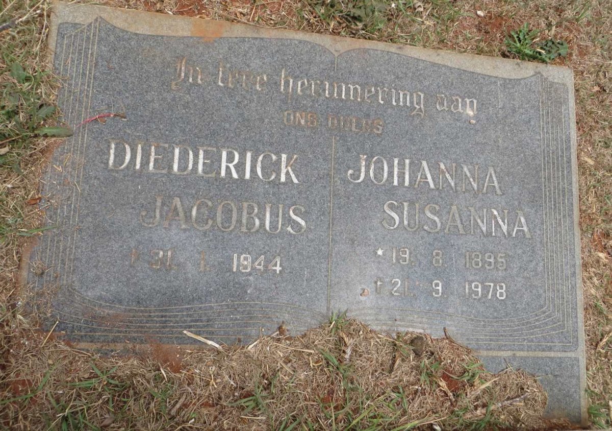 LUUS Diederick Jacobus -1944 &amp; Johanna Susanna 1895-1978
