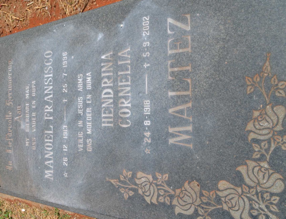 MALTEZ Manoel Fransisco 1913-1996 &amp; Hendrina Cornelia 1918-2002