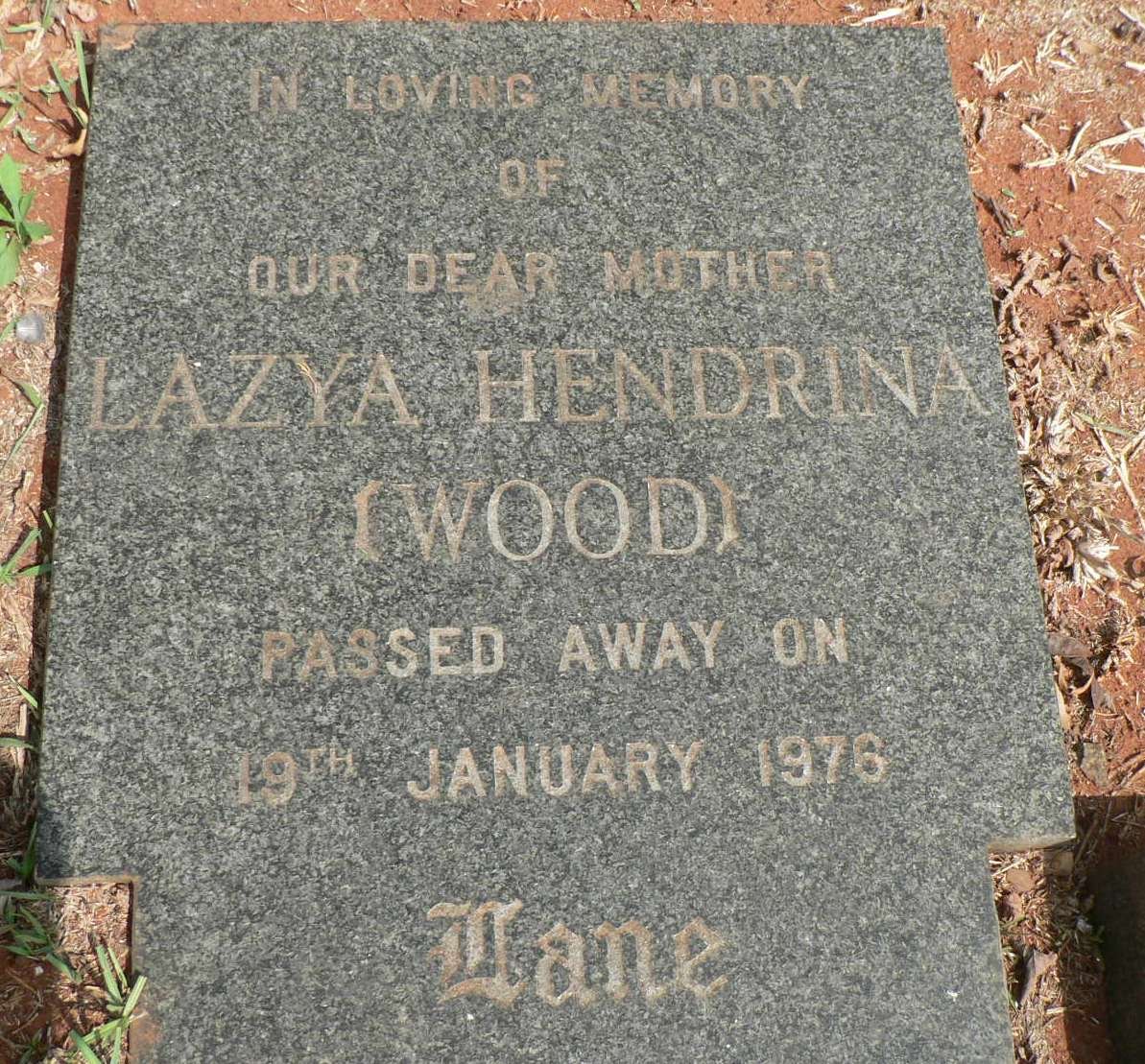 MANE Lazya Hendrina nee WOOD -1976