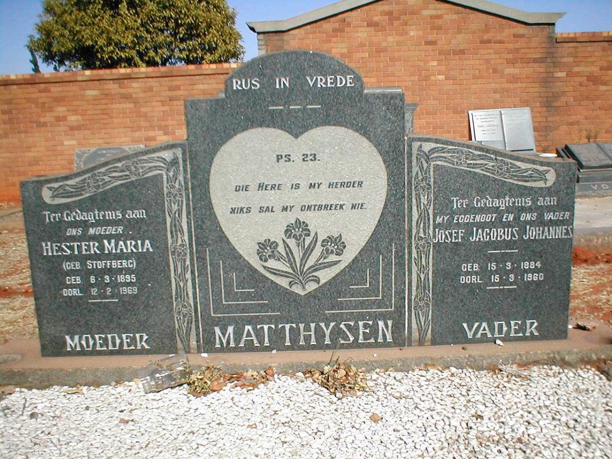 MATTHYSEN Josef Jacobus Johannes 1884-1960 &amp; Hester Maria STOFFBERG 1895-1969