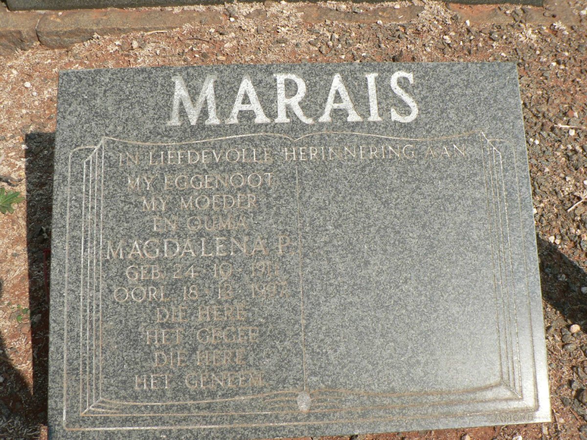 MARAIS Magdalena P. 1911-1997