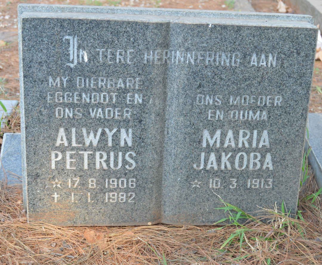 MALAN Alwyn Petrus 1906-1982 &amp; Maria Jakoba -1913-