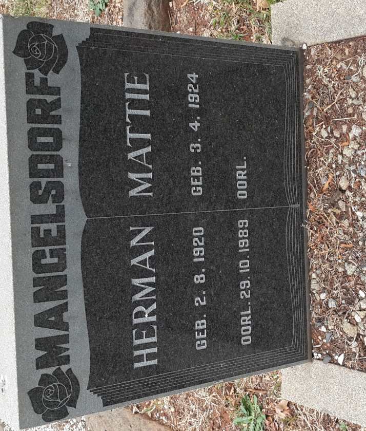 MANGELSDORF Herman 1920-1989 &amp; Mattie 1924-