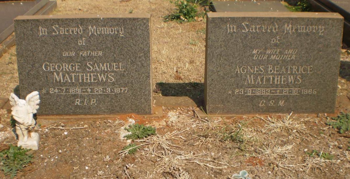 MATTHEWS George Samuel 1891-1977 &amp; Agnes Beatrice 1893-1965