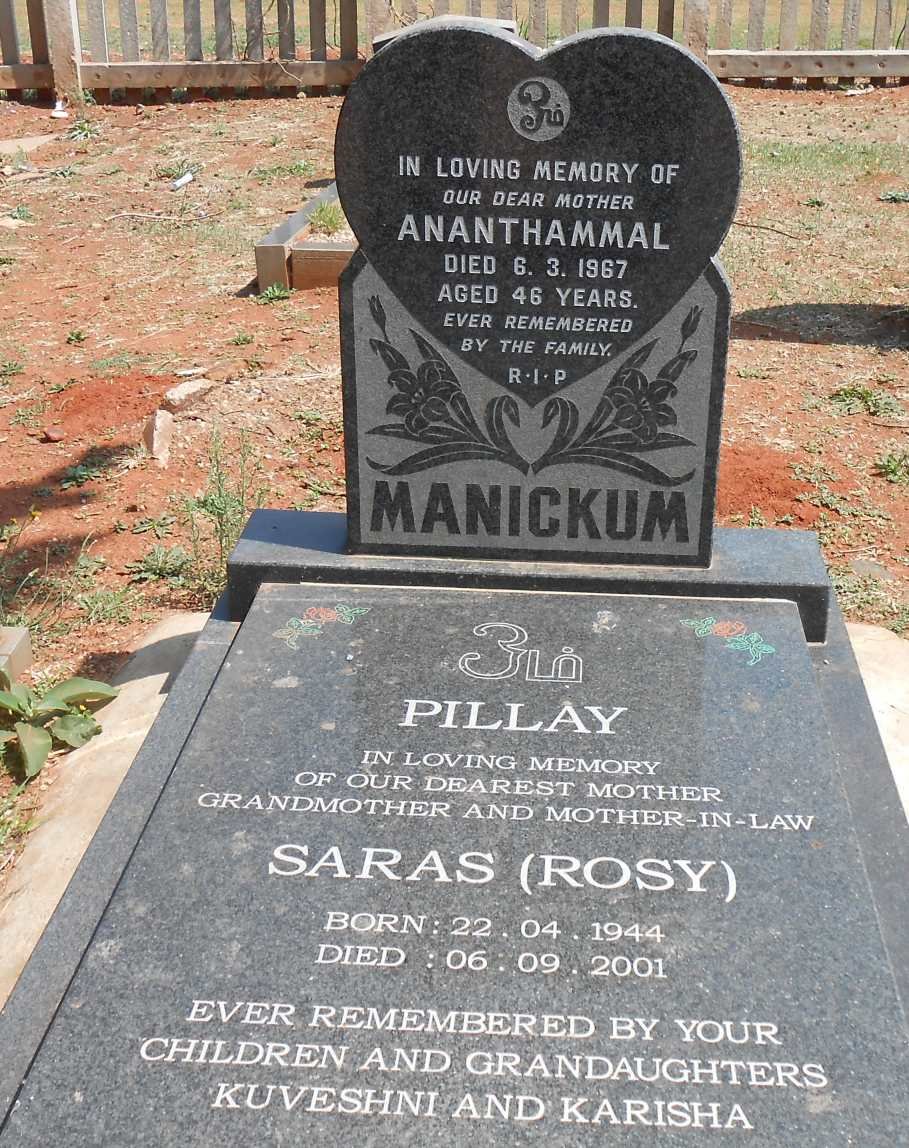 MANICKUM Anathammal -1967 :: PILLAY Saras 1944-2001
