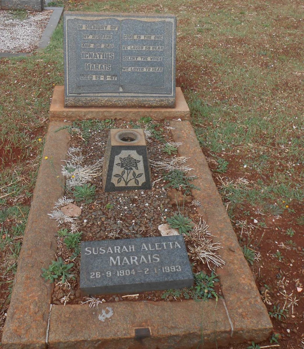 MARAIS Ignatius -1947 &amp; Susarah Aletta 1904-1993