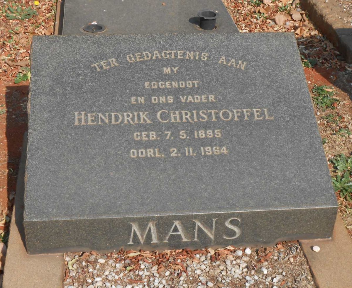 MANS Hendrik Christoffel 1895-1964