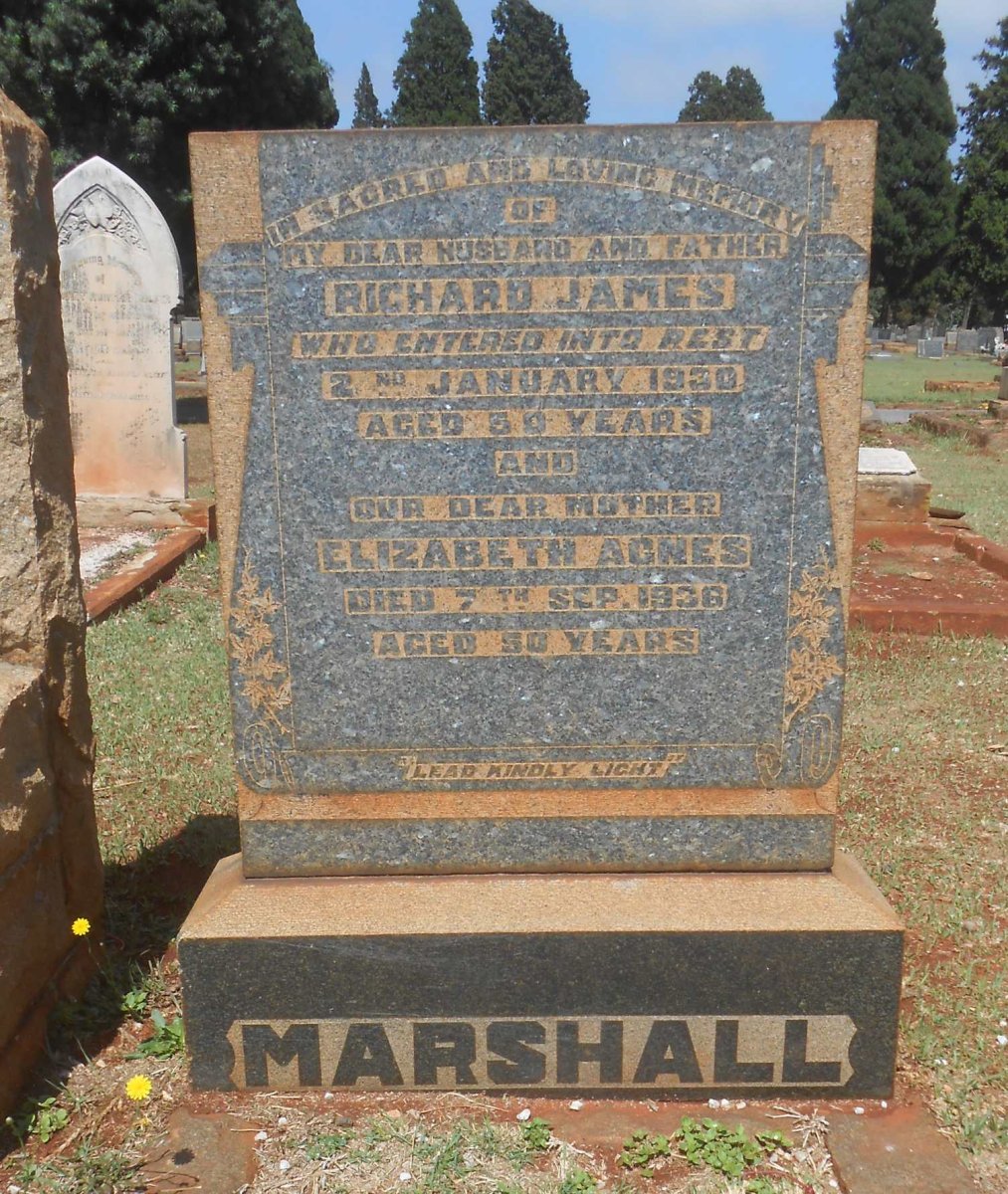 MARSHALL Richard James -1930 &amp; Elizabeth Agnes -1936