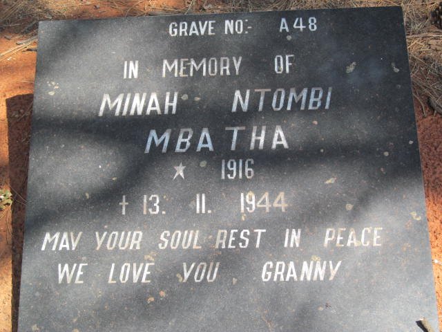MBATHA Minah Ntombi 1916-1944